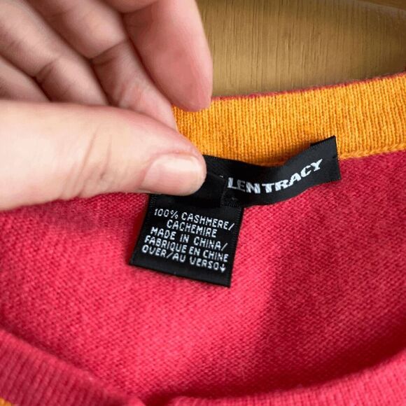 Pink & Peach 100% Cashmere Cardigan - Linda Allard Ellen Tracy - M - Picture 6 of 10